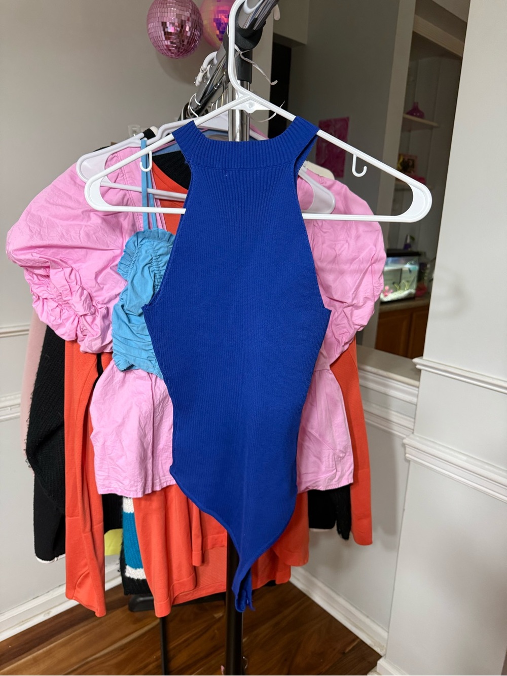 Sleek Cobalt Ribbed Halter Bodysuit